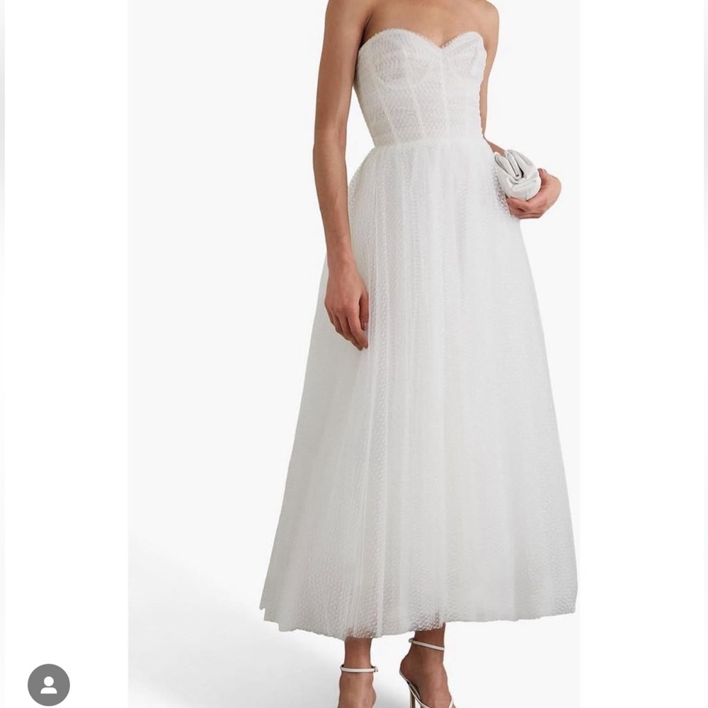 Monique Lhuillier Brie strapless dotted tulle dress